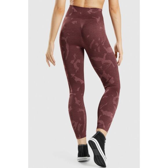 Gymshark Adapt Camo Seamless Leggings Savanna Cherry Brown Small Athleisure - Picture 2 of 12